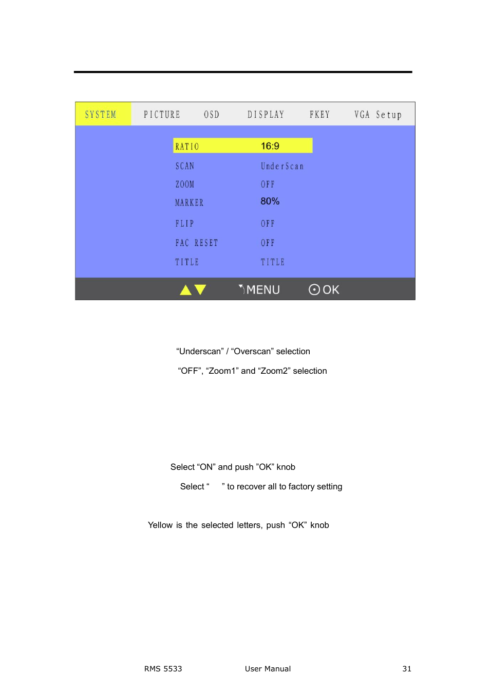 System submenu, Menu operation | RGBLink RMS 5533 User Manual | Page 31 / 50