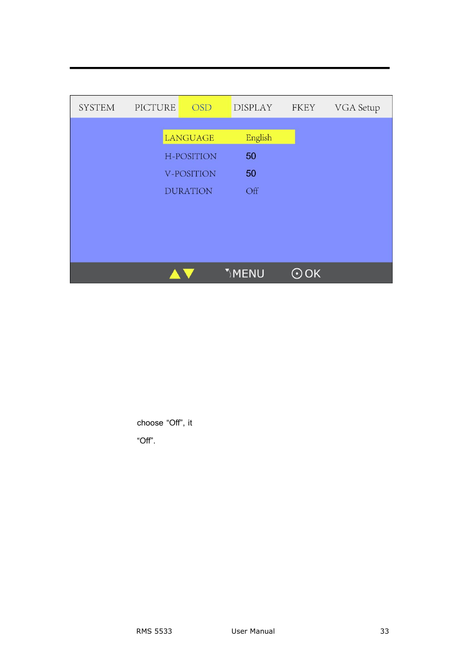 Osd submenu, Menu operation | RGBLink RMS 5533 User Manual | Page 33 / 50