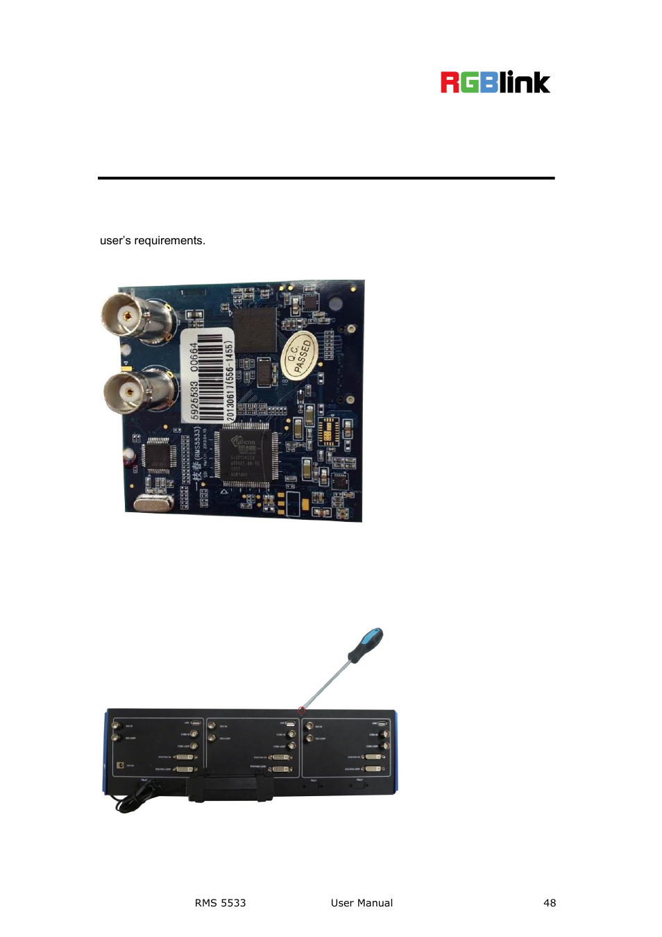 C. rms 5533 optional module: sdi input module, Rms 5533 optional module: sdi input module, C . rms 5533 optional module: sdi input module | RGBLink RMS 5533 User Manual | Page 48 / 50