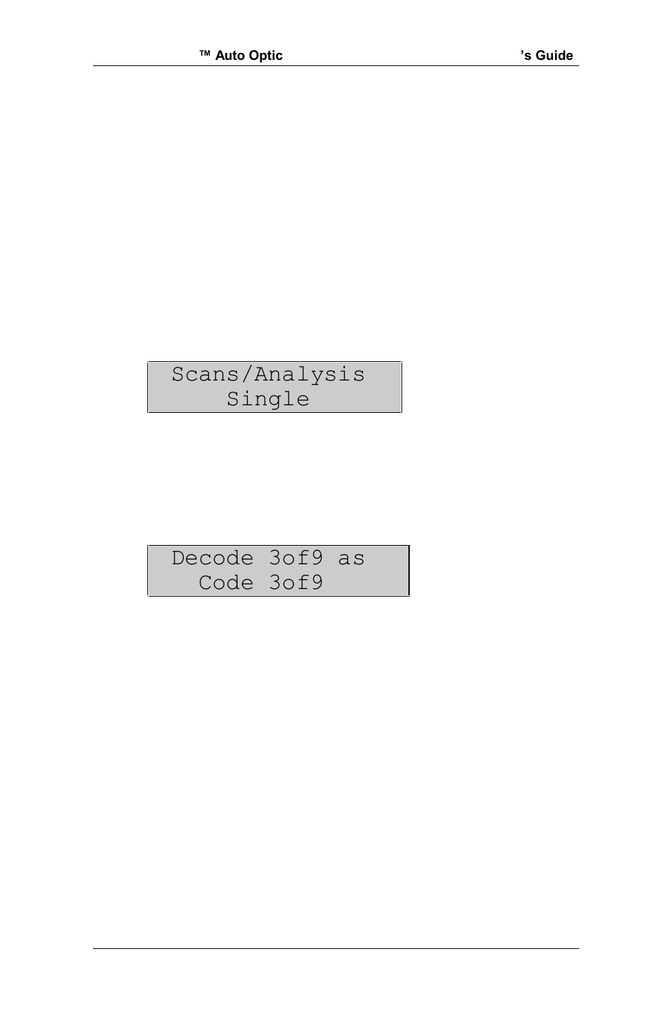 Scans/analysis single, Decode 3of9 as code 3of9 | RJS Inspector D4000 Auto Optic (FIRMWARE version A.06 and Later) User Manual | Page 24 / 84