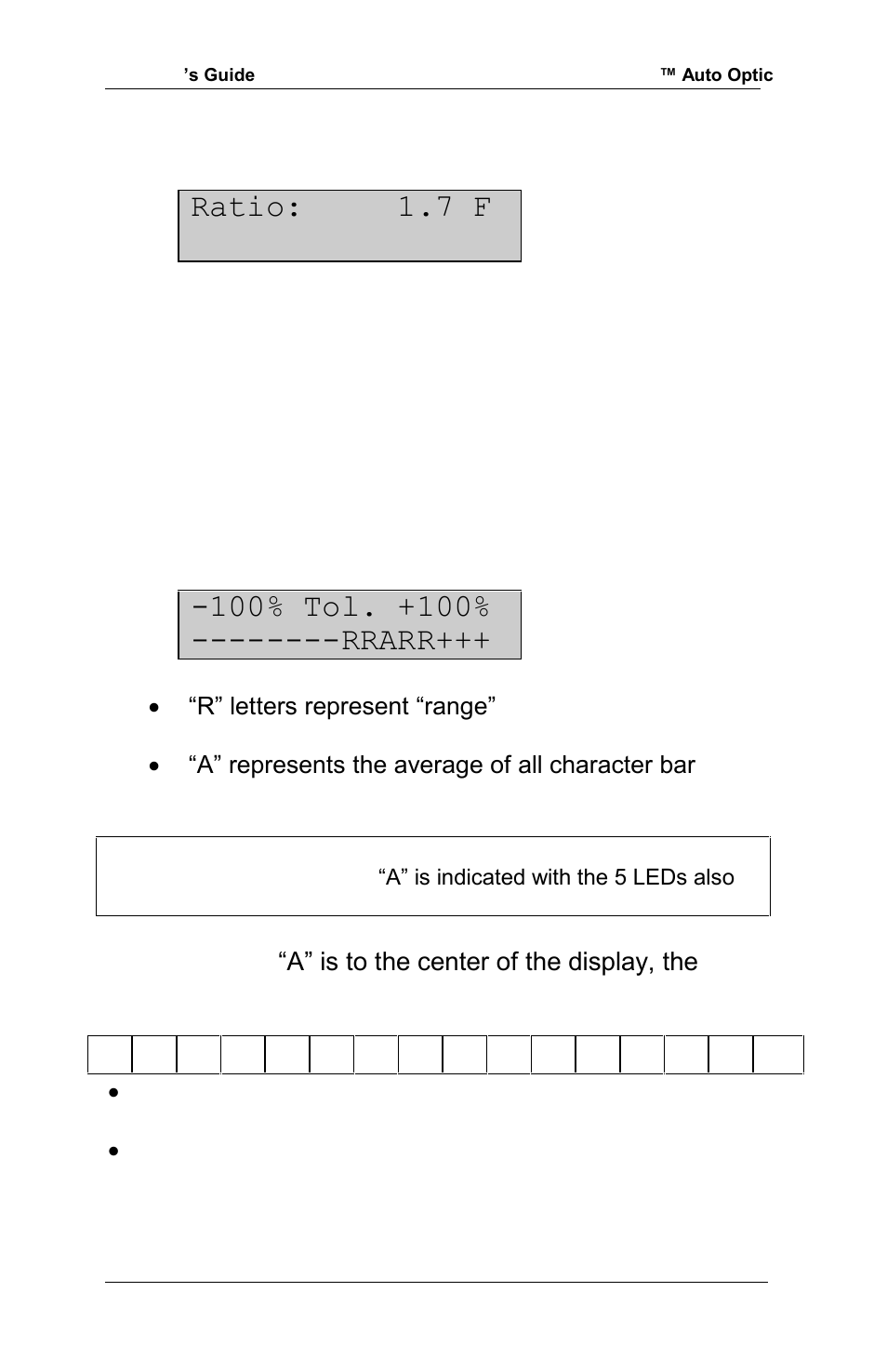 Ratio: 1.7 f, Press select to bring up the next screen | RJS Inspector D4000 Auto Optic (FIRMWARE version A.06 and Later) User Manual | Page 35 / 84
