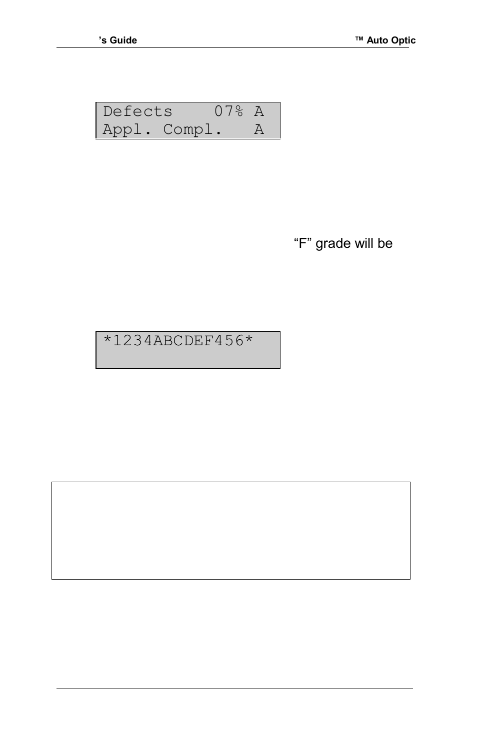 Defects 07% a appl. compl. a, Press select to display the next screen | RJS Inspector D4000 Auto Optic (FIRMWARE version A.06 and Later) User Manual | Page 39 / 84