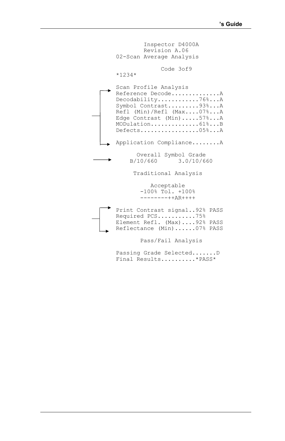 Text analysis | RJS Inspector D4000 Auto Optic (FIRMWARE version A.06 and Later) User Manual | Page 66 / 84