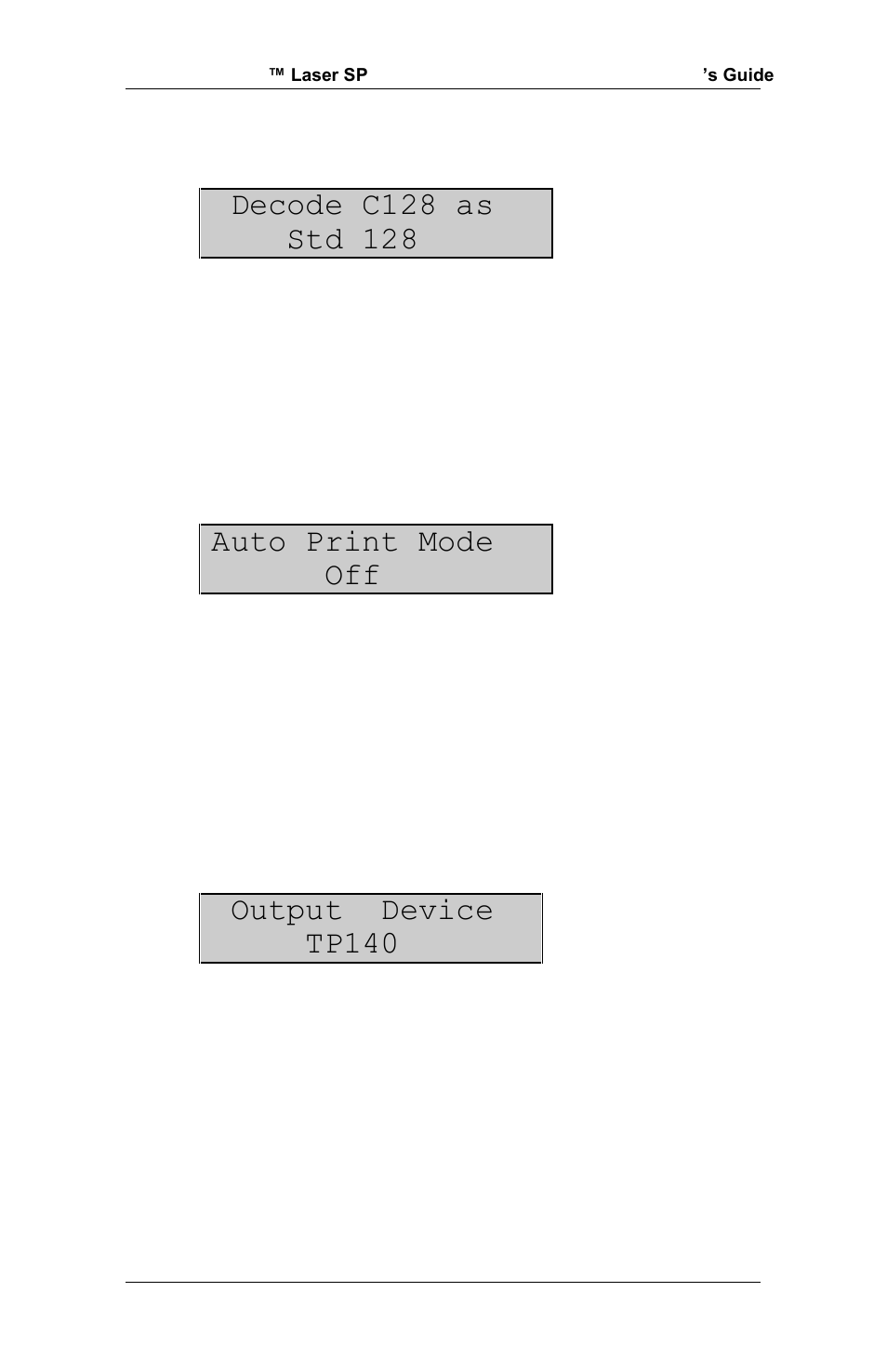 Auto print mode off, Output device tp140 | RJS Inspector D4000 SP (FIRMWARE version A.06 and Later) User Manual | Page 22 / 77