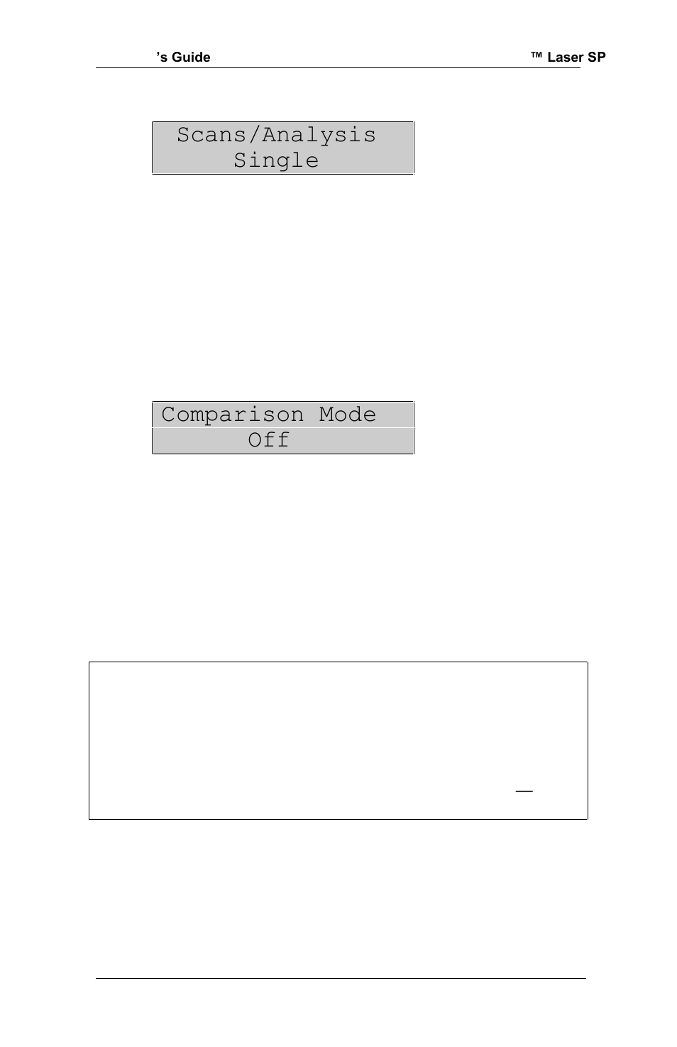 Scans/analysis single, Comparison mode off | RJS Inspector D4000 SP (FIRMWARE version A.06 and Later) User Manual | Page 23 / 77