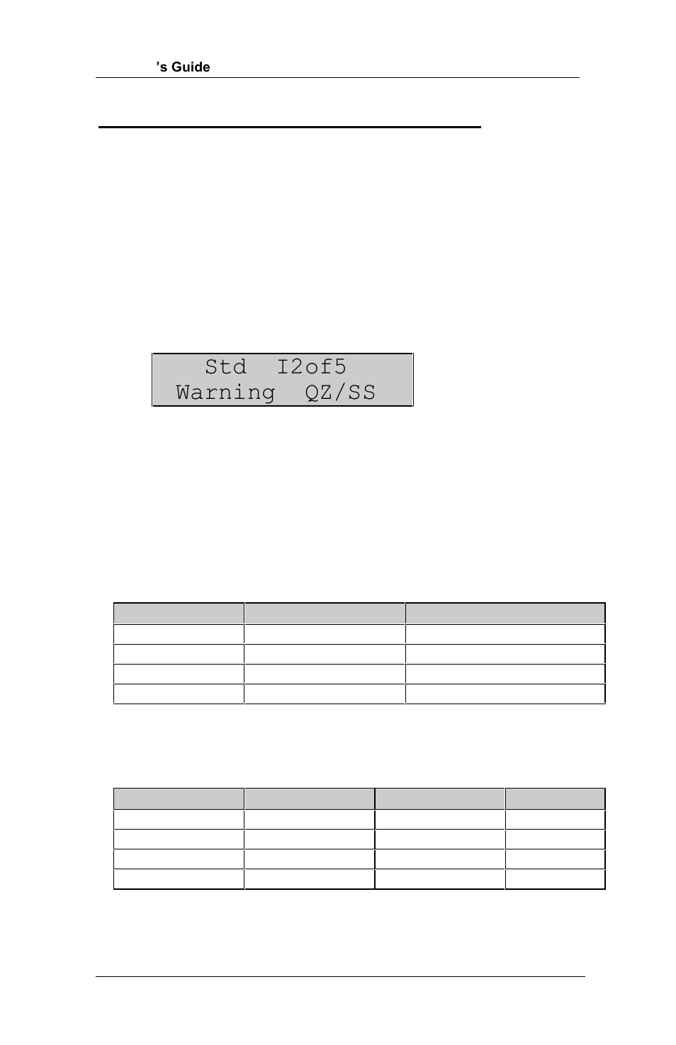 Appendix d (quiet zone analysis), Std i2of5 warning qz/ss | RJS Inspector D4000 SP (FIRMWARE version A.06 and Later) User Manual | Page 45 / 77