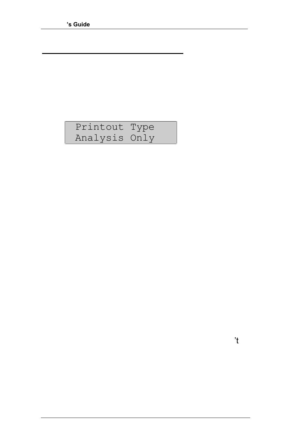 Appendix h (print functions), Printout type analysis only | RJS Inspector D4000 SP (FIRMWARE version A.06 and Later) User Manual | Page 57 / 77