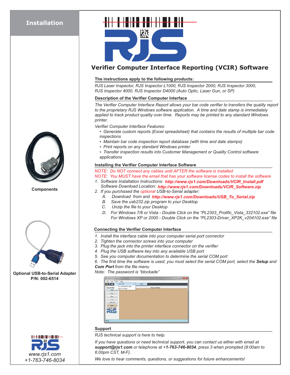 RJS Verifier Computer Interface Report (VCIR) Manual User Manual | 6 pages