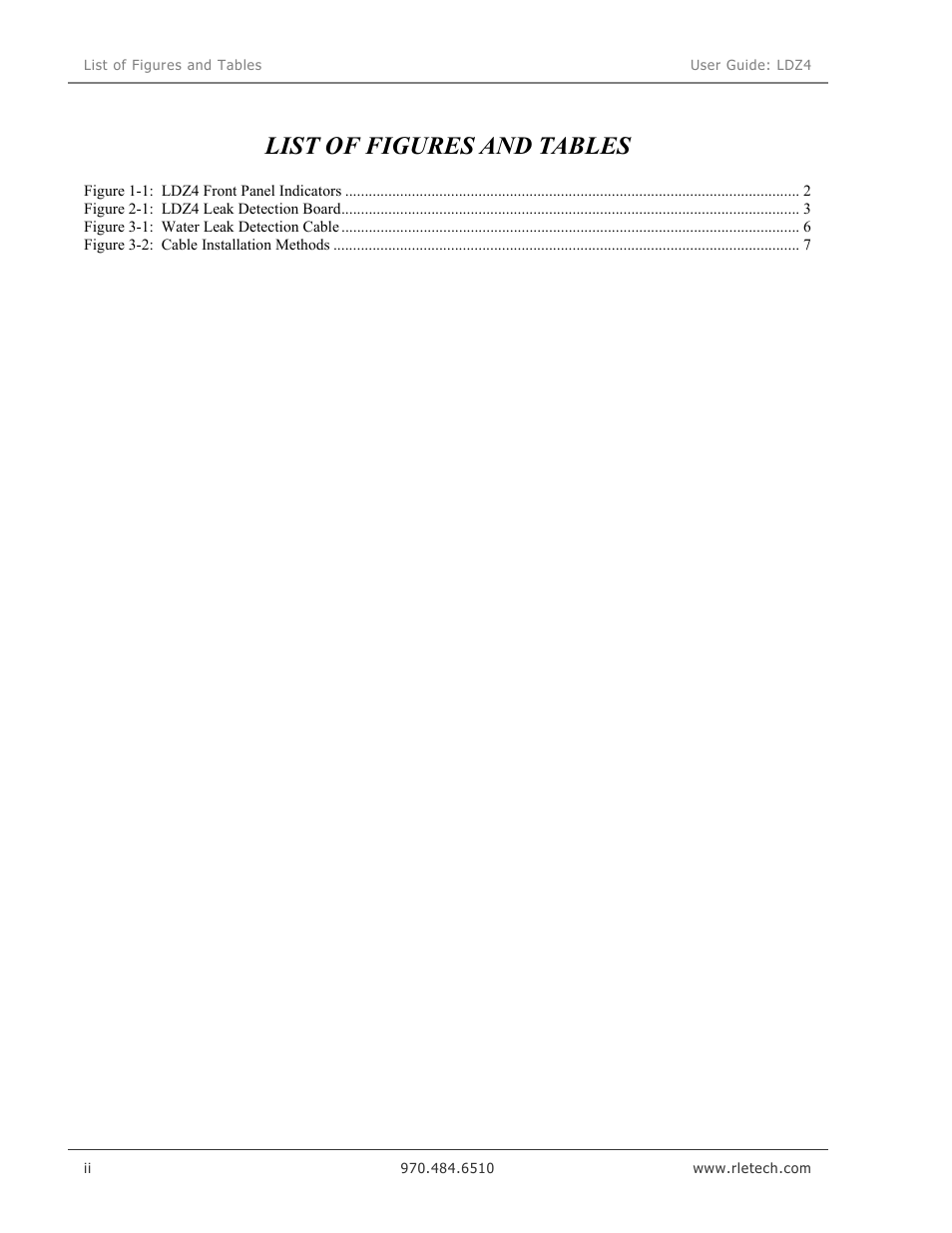 List of figures and tables | RLE LDZ4 User Manual | Page 6 / 19