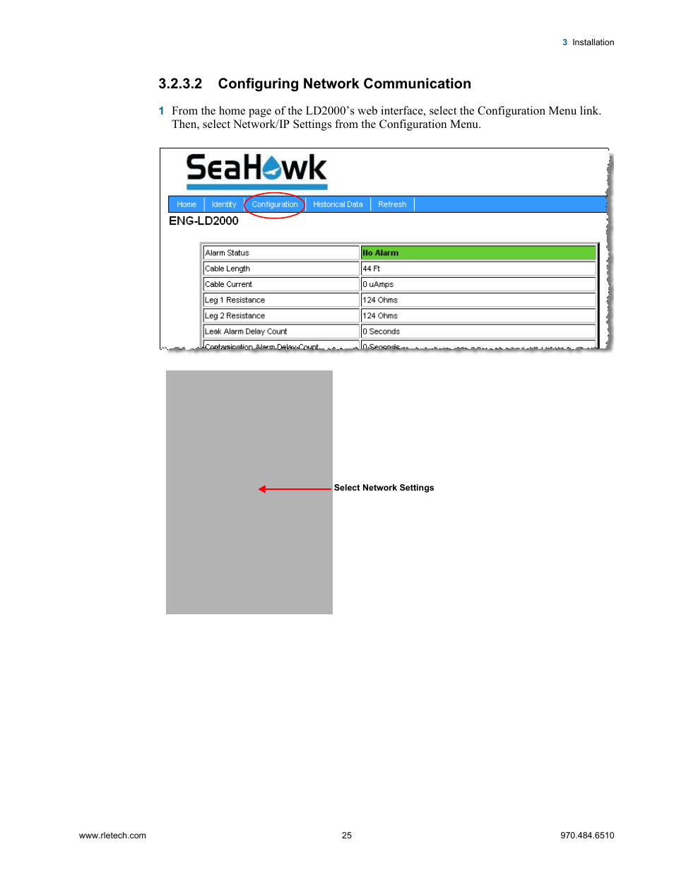 2 configuring network communication, Configuring network communication | RLE LD2000 User Manual | Page 25 / 78