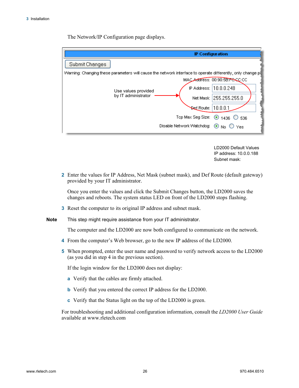 RLE LD2000 User Manual | Page 26 / 78