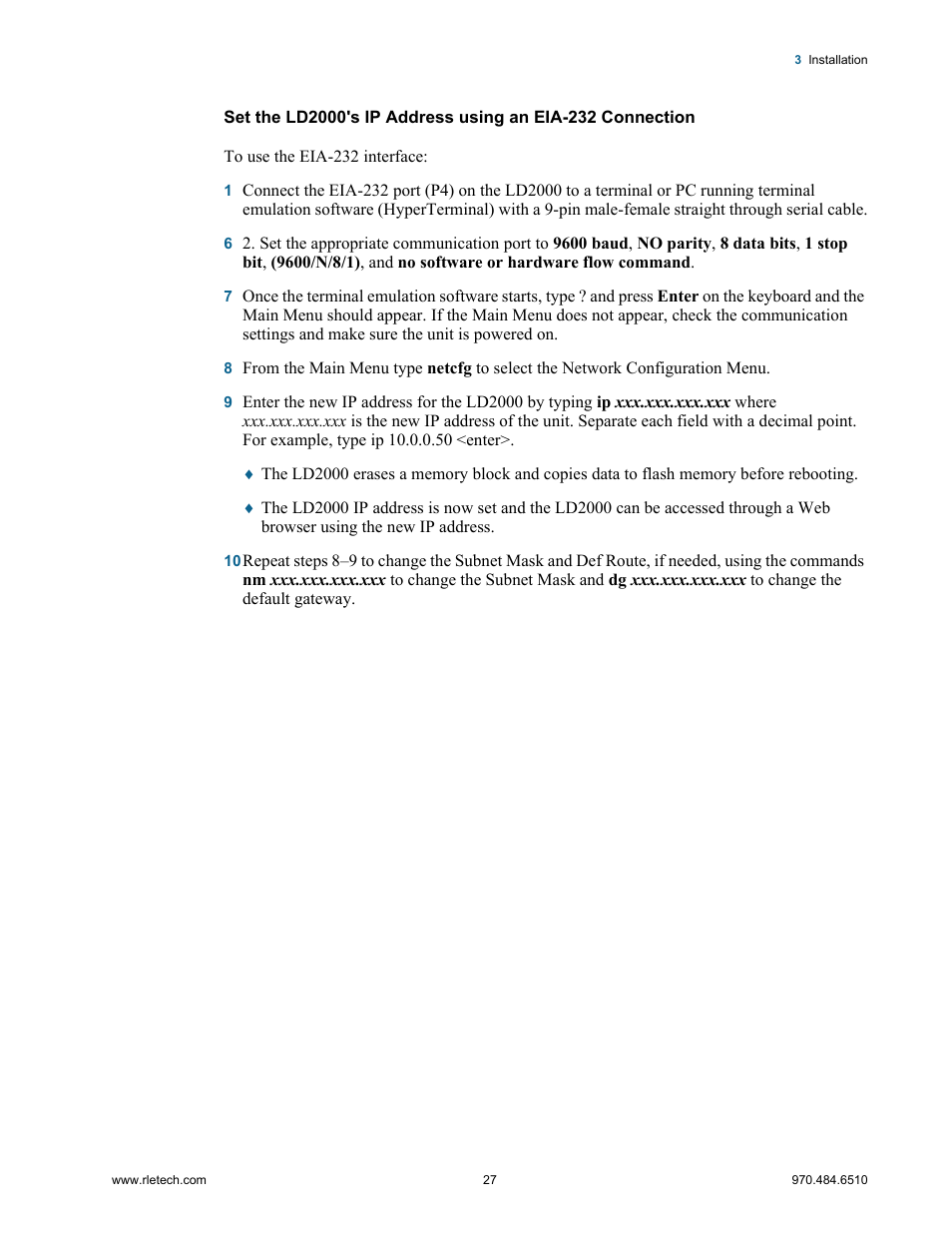RLE LD2000 User Manual | Page 27 / 78