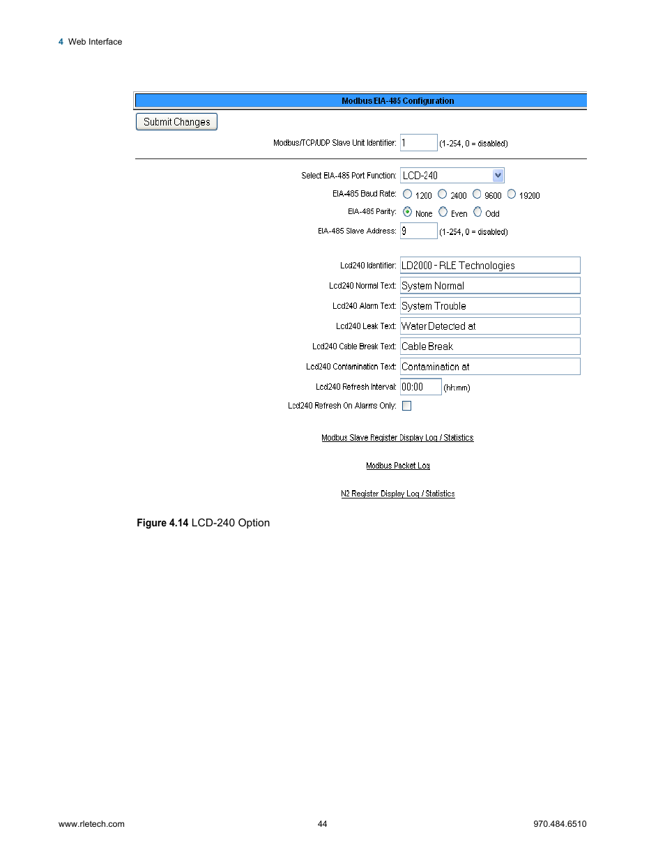 Figure 4.14 lcd-240 option | RLE LD2000 User Manual | Page 44 / 78