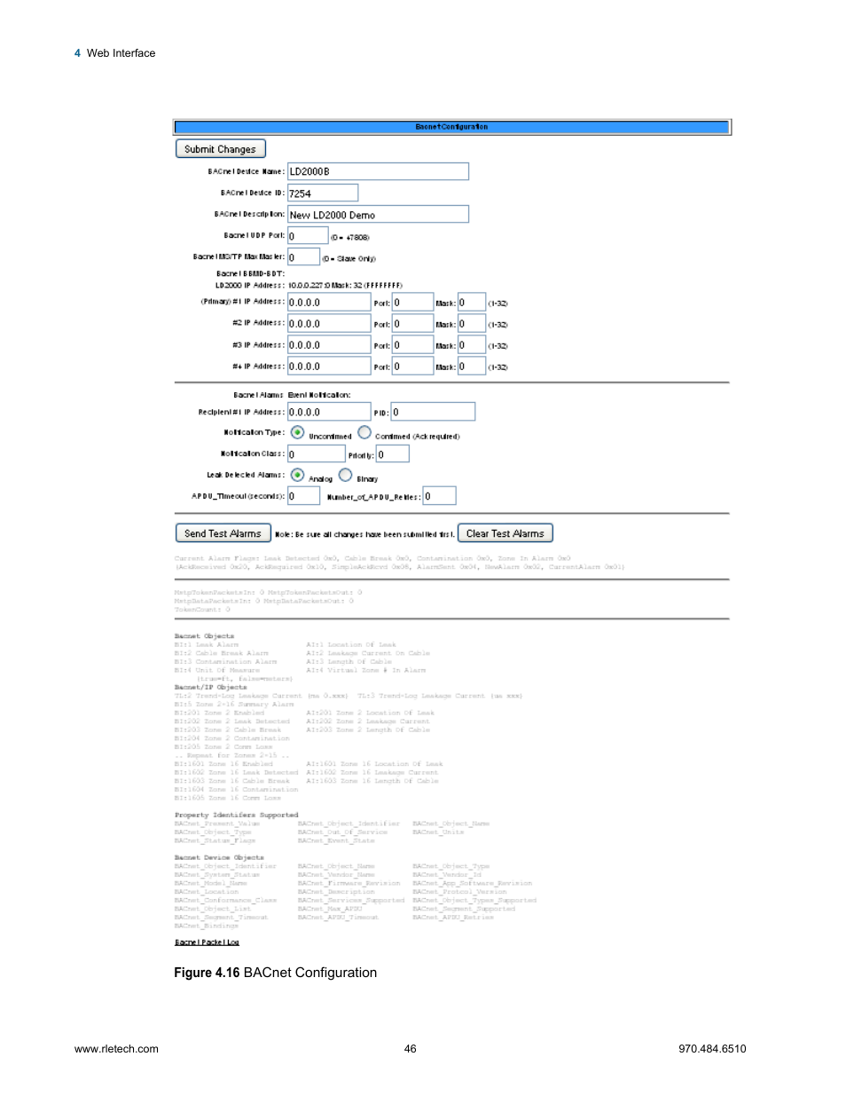 Figure 4.16 bacnet configuration | RLE LD2000 User Manual | Page 46 / 78