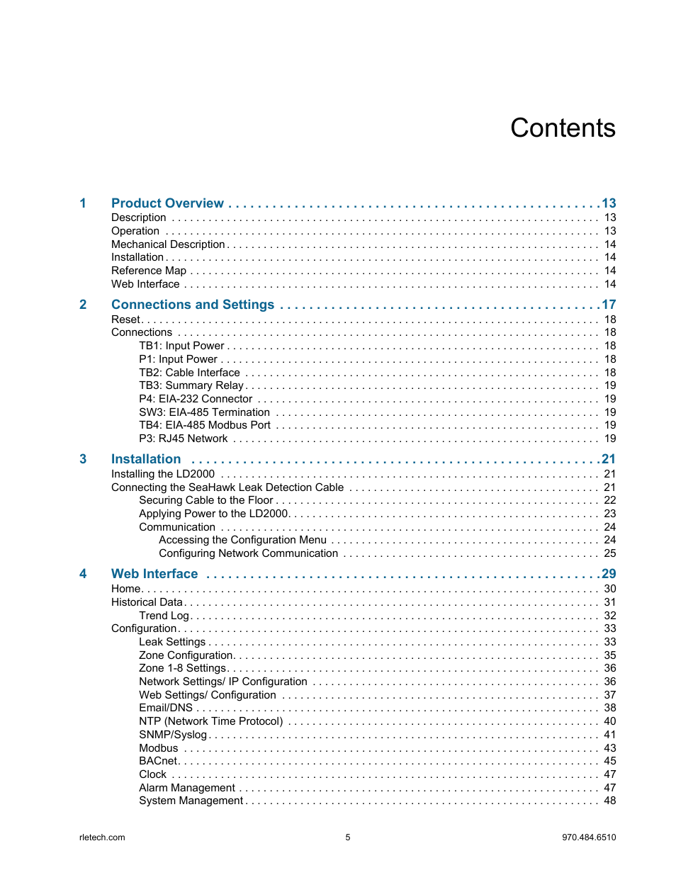 RLE LD2000 User Manual | Page 5 / 78