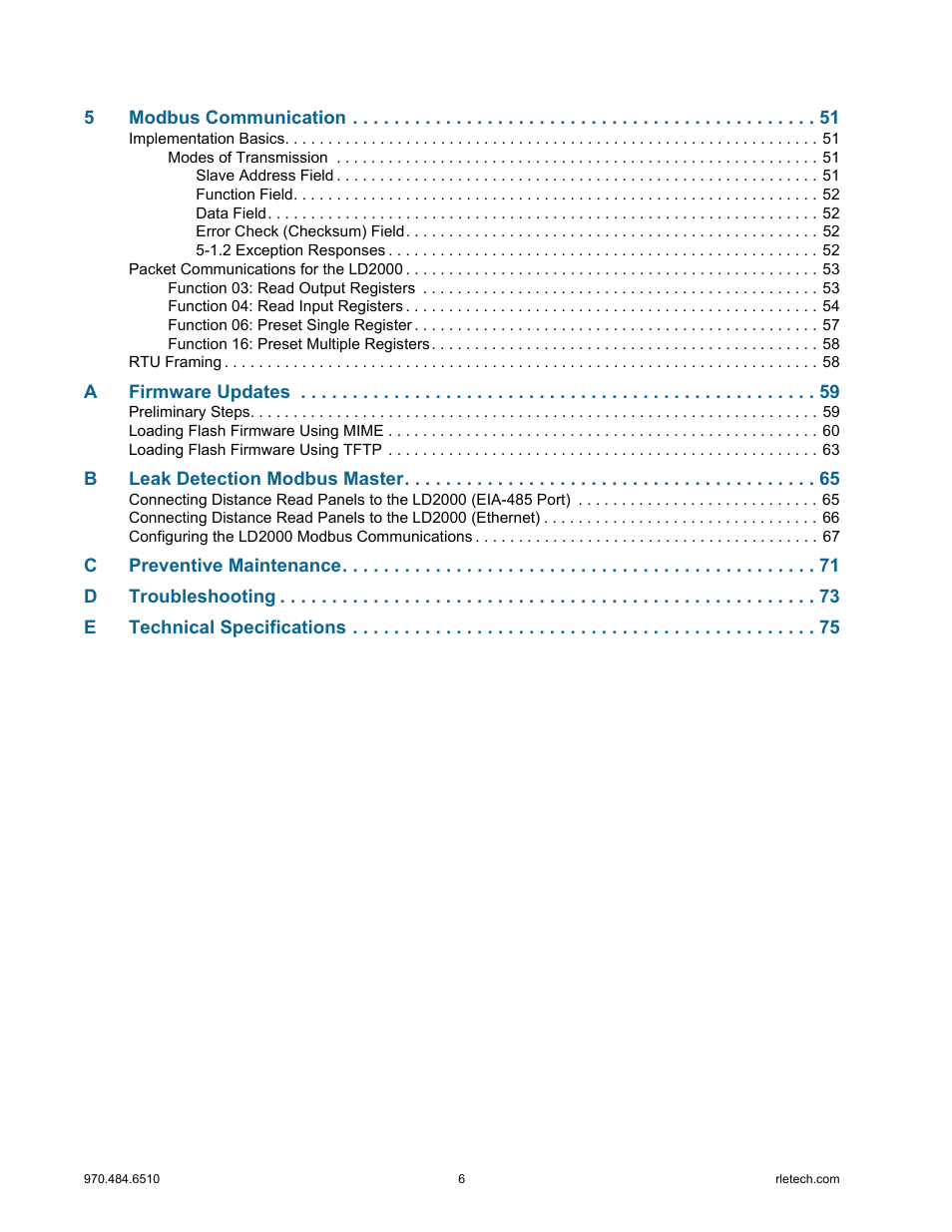 RLE LD2000 User Manual | Page 6 / 78