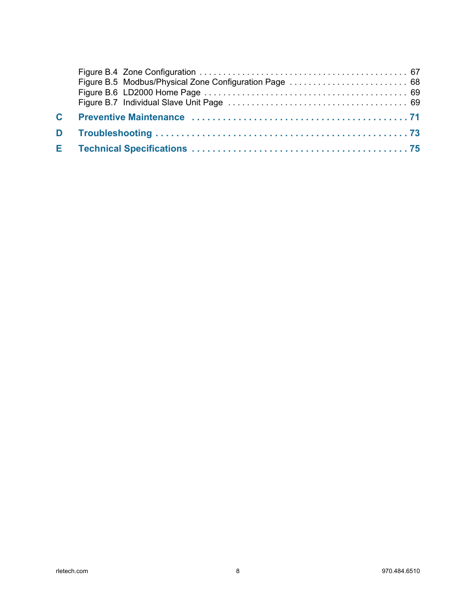 RLE LD2000 User Manual | Page 8 / 78