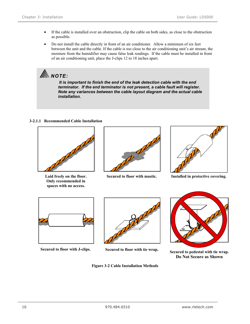 Recommended cable installation, Figure 3-2 cable installation methods | RLE LD5000 User Manual | Page 18 / 92