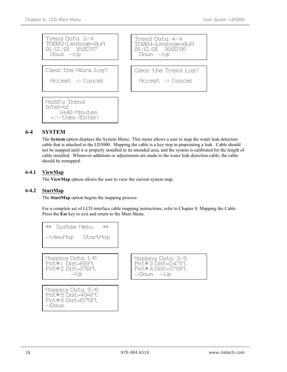 System, Viewmap, Startmap | RLE LD5000 User Manual | Page 24 / 92