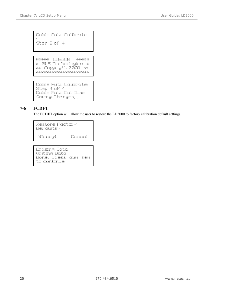 Fcdft option | RLE LD5000 User Manual | Page 28 / 92