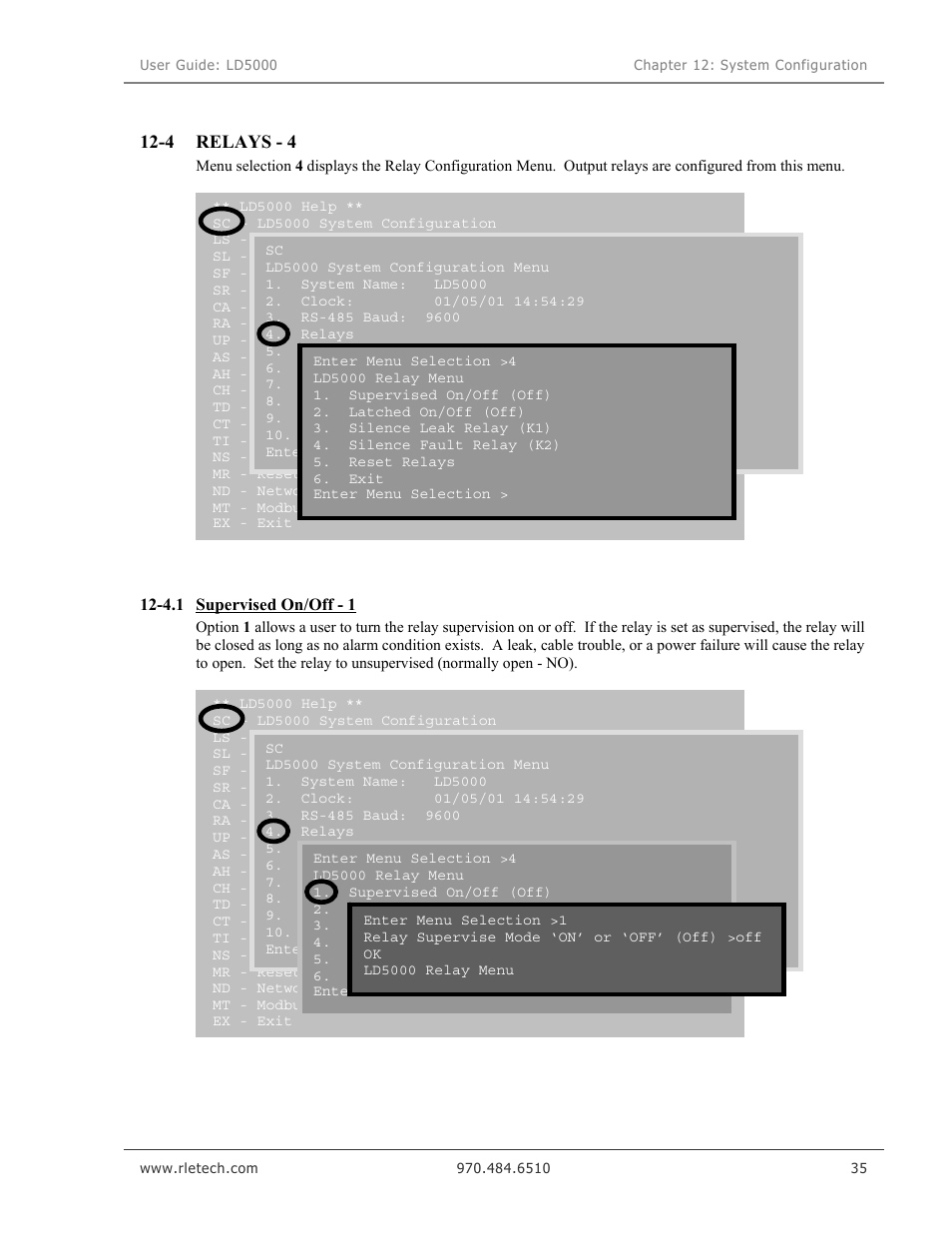 Relays - 4, Supervised on/off - 1 | RLE LD5000 User Manual | Page 43 / 92