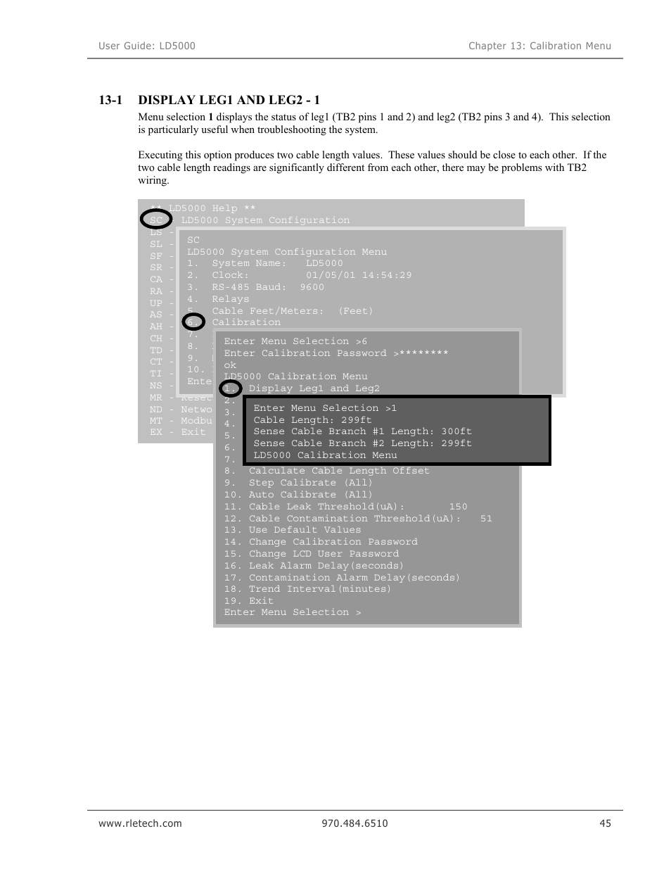 Display leg1 and leg2 - 1, 1 display leg1 and leg2 - 1 | RLE LD5000 User Manual | Page 53 / 92