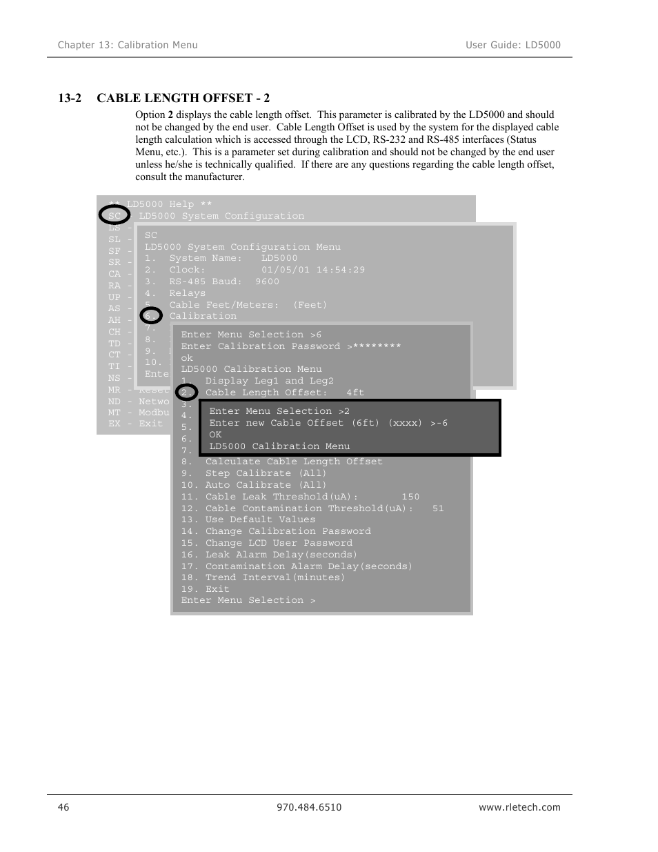 Cable length offset - 2, 2 cable length offset - 2 | RLE LD5000 User Manual | Page 54 / 92