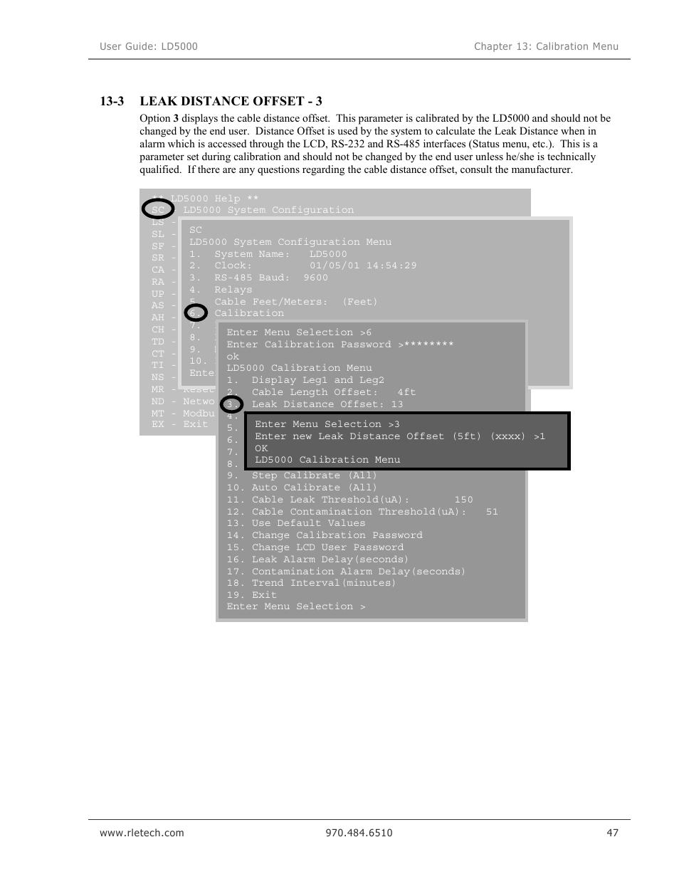 Leak distance offset - 3, 3 leak distance offset - 3 | RLE LD5000 User Manual | Page 55 / 92