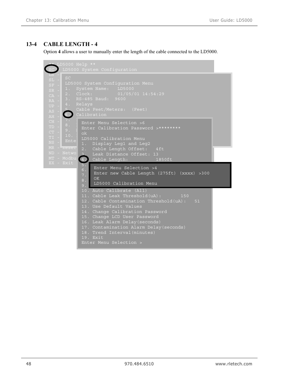 Cable length - 4, 4 cable length - 4 | RLE LD5000 User Manual | Page 56 / 92