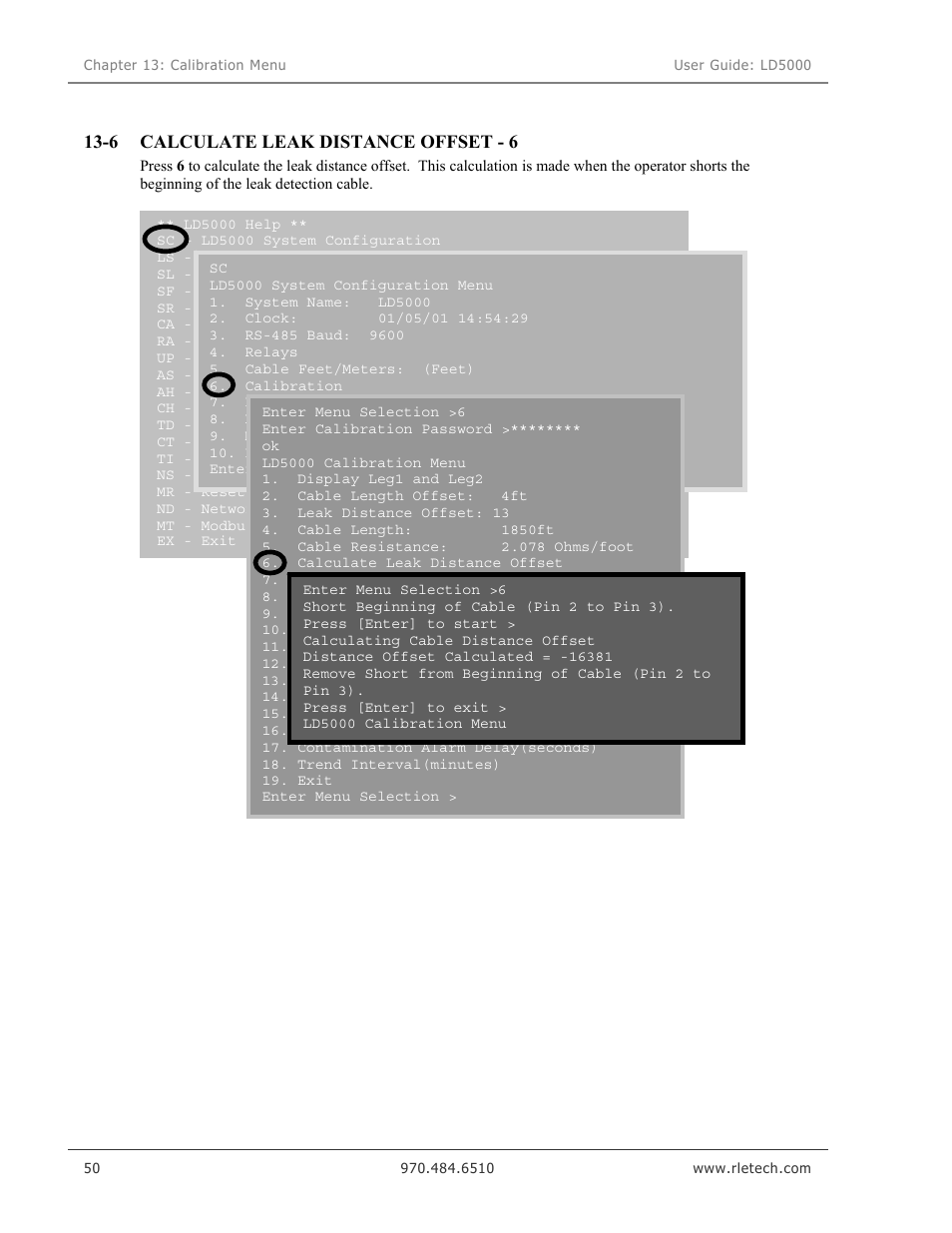 Calculate leak distance offset - 6, 6 calculate leak distance offset - 6 | RLE LD5000 User Manual | Page 58 / 92