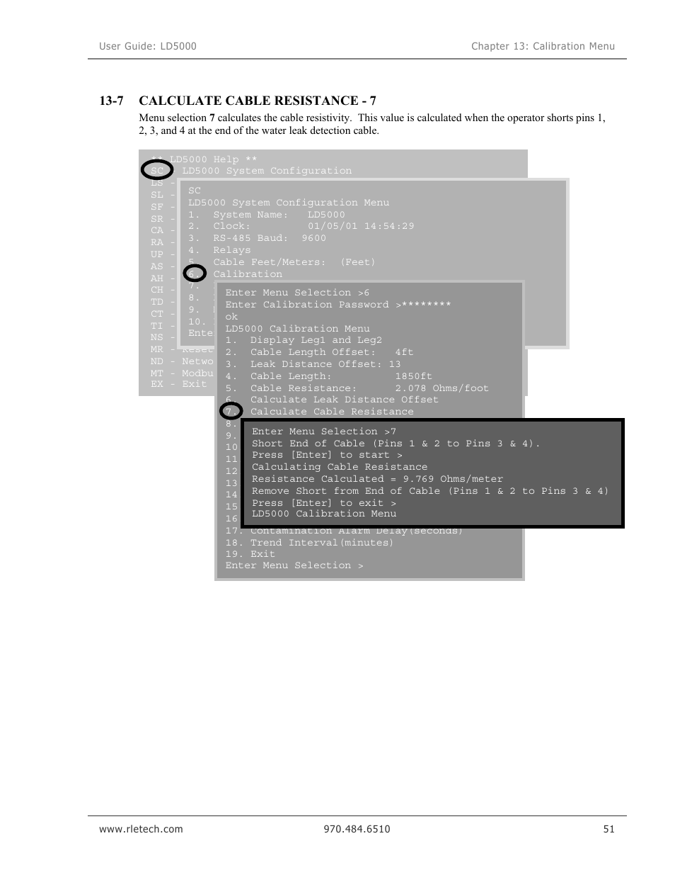 Calculate cable resistance - 7, 7 calculate cable resistance - 7 | RLE LD5000 User Manual | Page 59 / 92