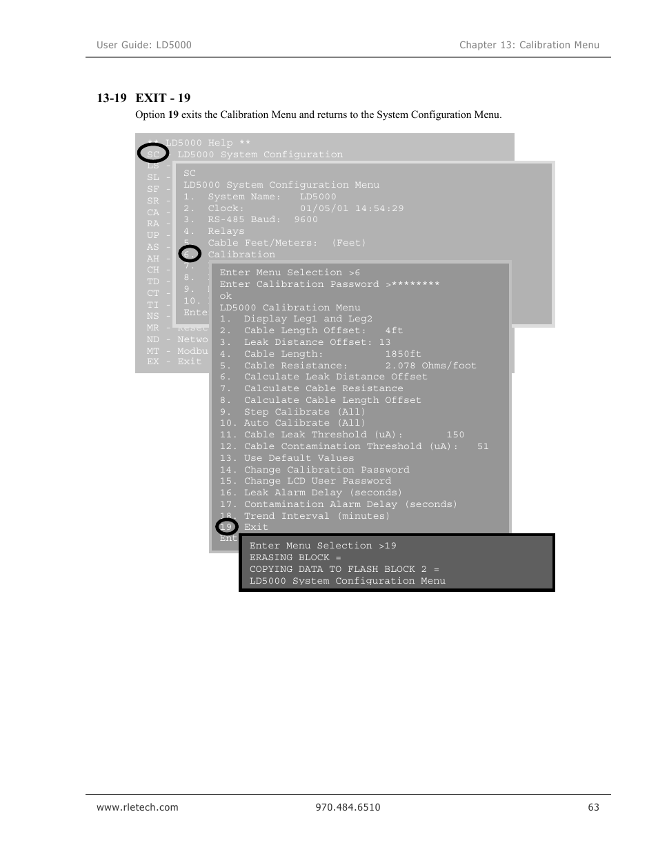 Exit - 19, 19 exit - 19 | RLE LD5000 User Manual | Page 71 / 92