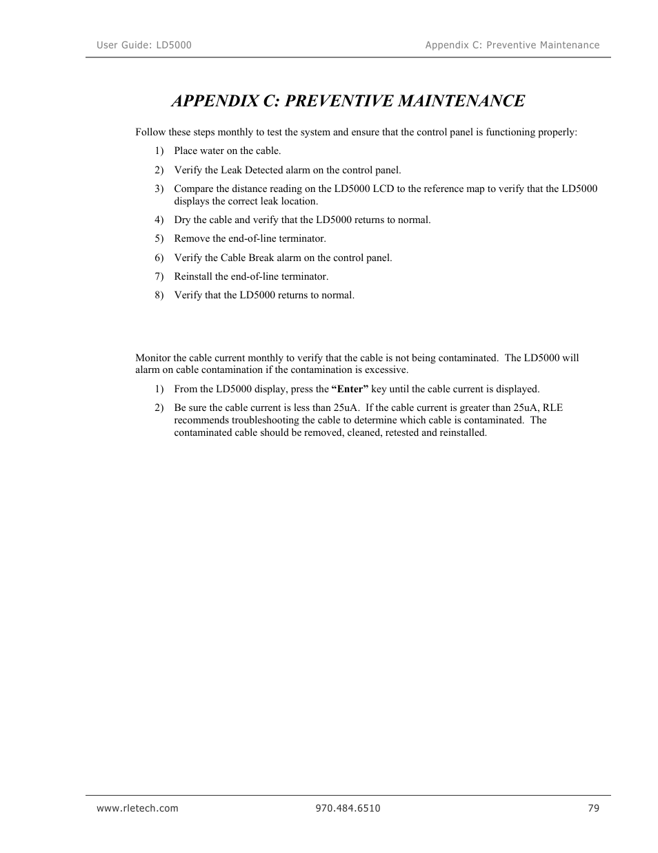 Appendix c: preventive maintenance | RLE LD5000 User Manual | Page 87 / 92