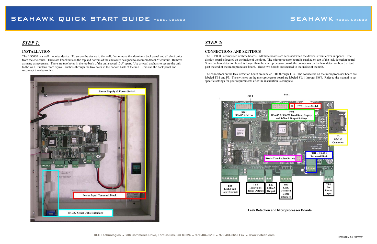 RLE LD5000 Quick Start User Manual | 4 pages