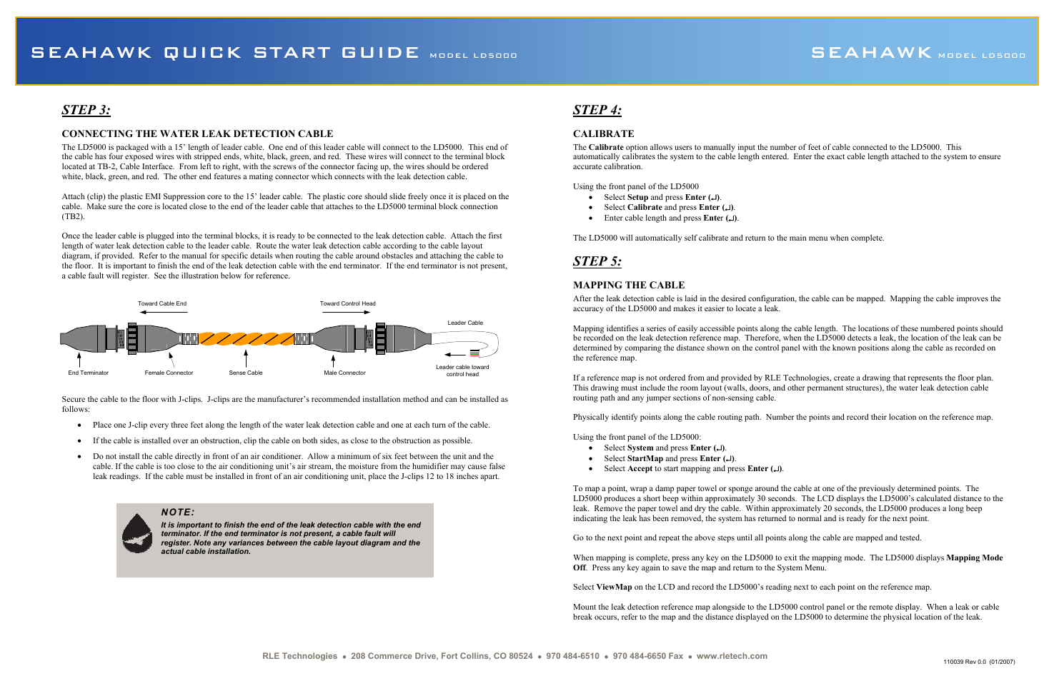 Seahawk quick start guide, Seahawk, Step 3 | Step 4, Step 5 | RLE LD5000 Quick Start User Manual | Page 4 / 4