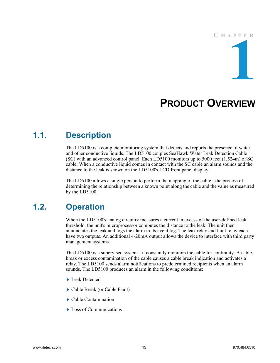 Product overview, Description, Operation | Description operation, Roduct, Verview | RLE LD5100 User Manual | Page 15 / 72