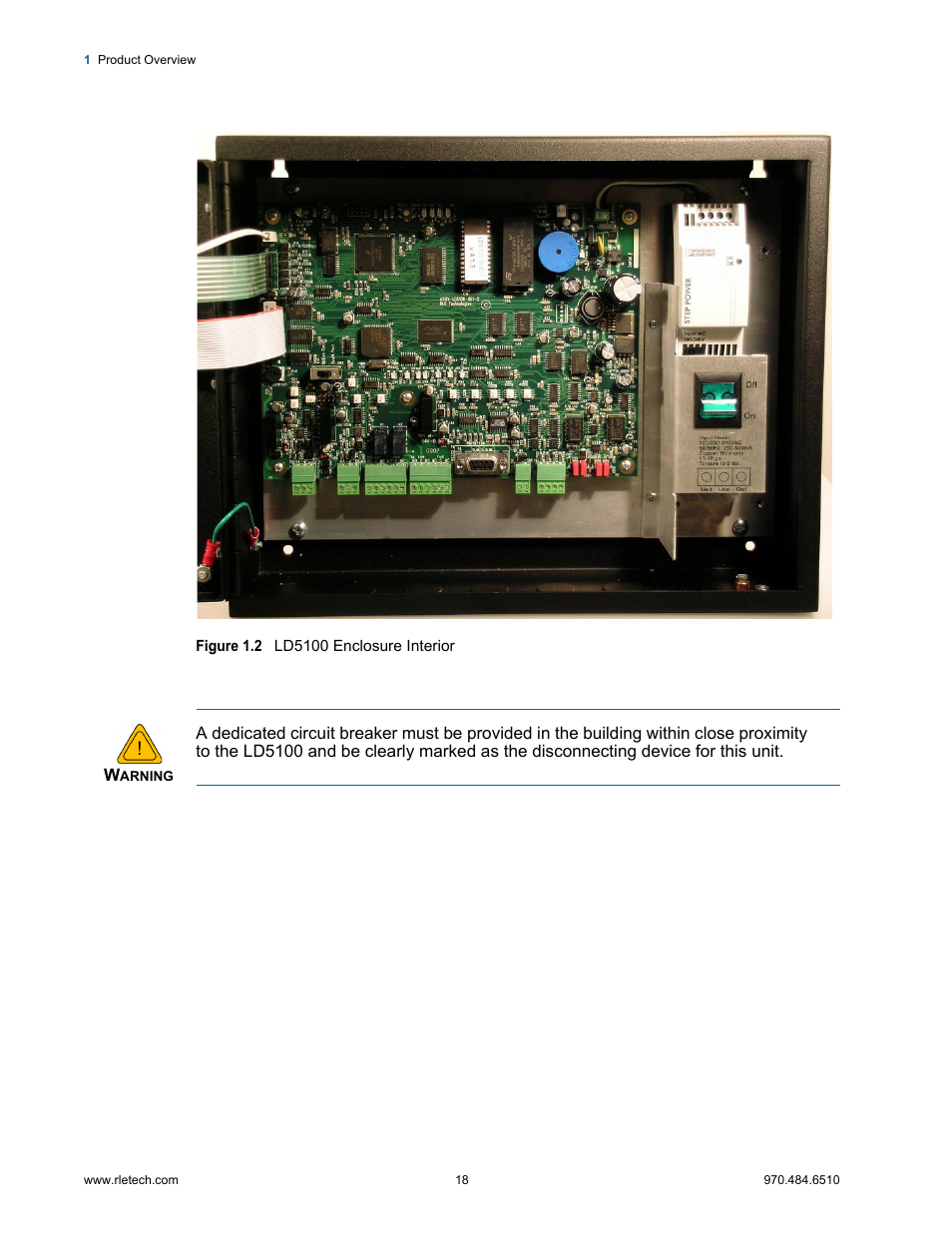 Figure 1.2, Ld5100 enclosure interior | RLE LD5100 User Manual | Page 18 / 72