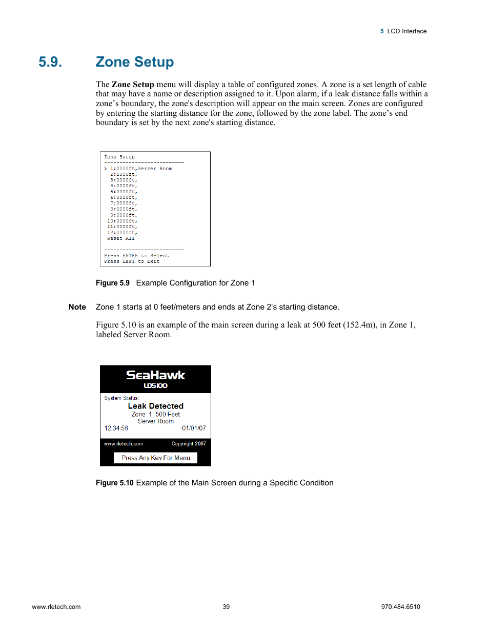 Zone setup, Figure 5.9, Example configuration for zone 1 | RLE LD5100 User Manual | Page 39 / 72