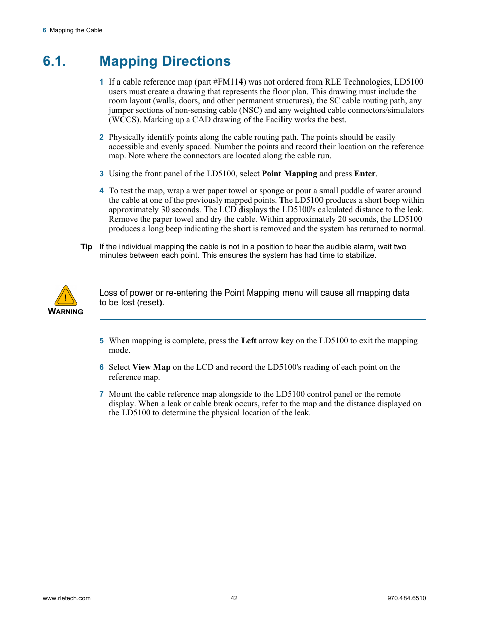 Mapping directions | RLE LD5100 User Manual | Page 42 / 72