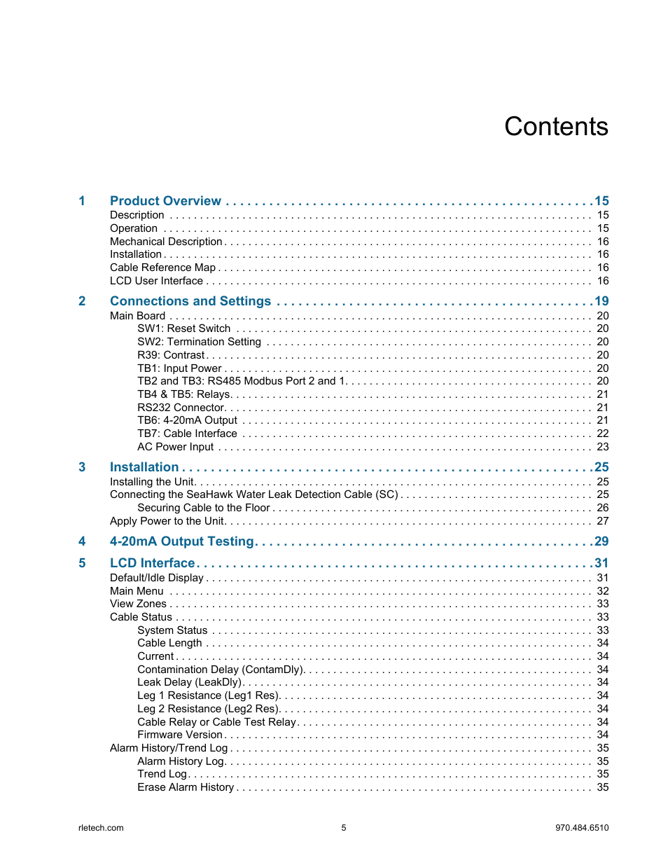 RLE LD5100 User Manual | Page 5 / 72