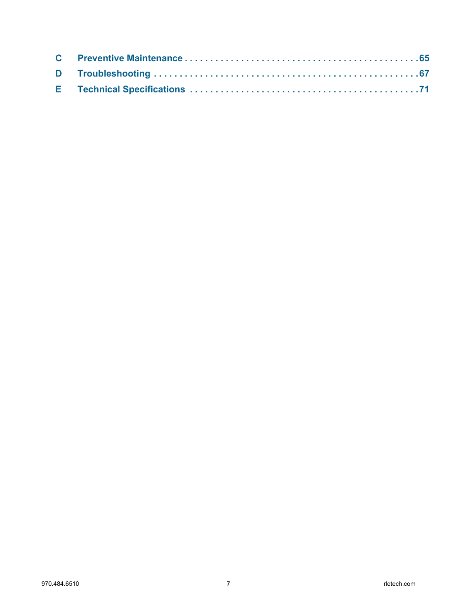 RLE LD5100 User Manual | Page 7 / 72