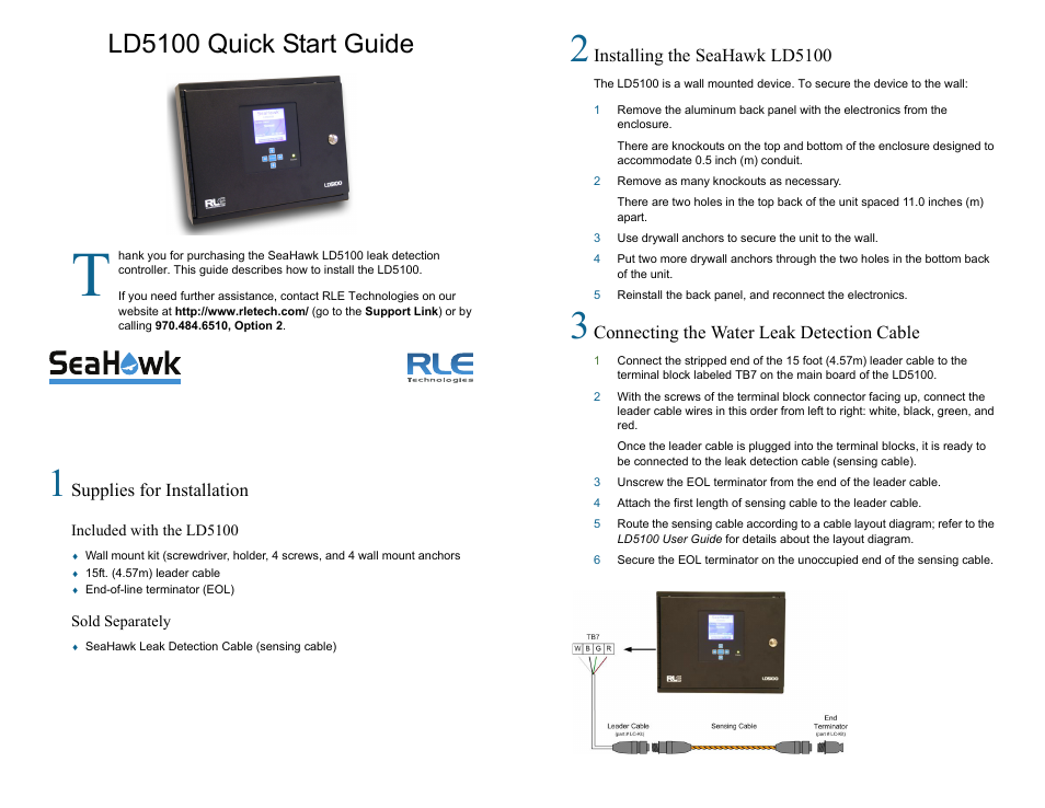 RLE LD5100 Quick Start User Manual | 2 pages