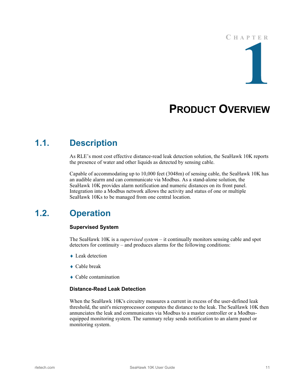 Product overview, Description, Operation | Description operation, Roduct, Verview | RLE 10K V.2.5.a User Manual | Page 11 / 44