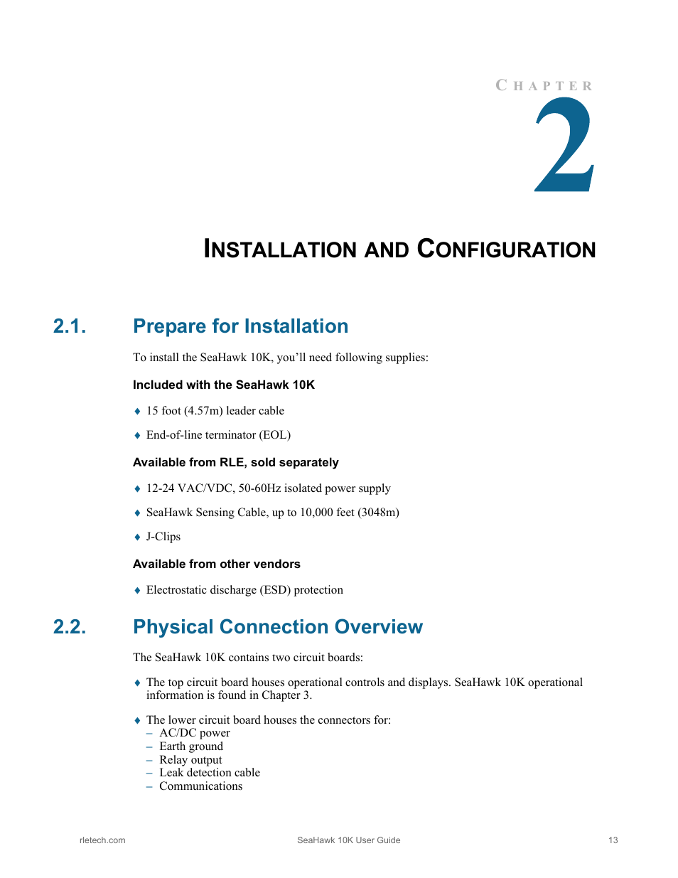 Installation and configuration, Prepare for installation, Physical connection overview | Nstallation, Onfiguration | RLE 10K V.2.5.a User Manual | Page 13 / 44
