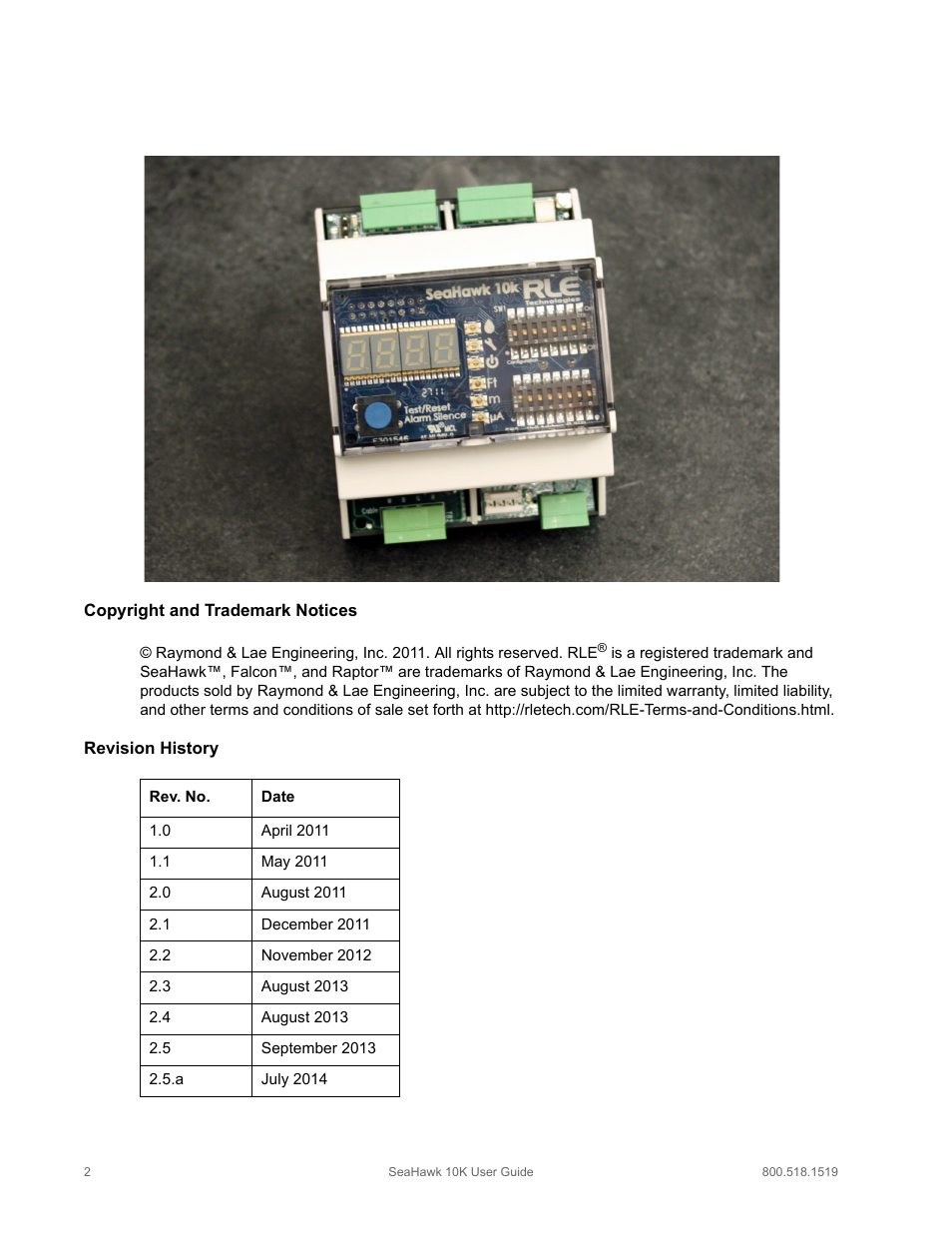 RLE 10K V.2.5.a User Manual | Page 2 / 44