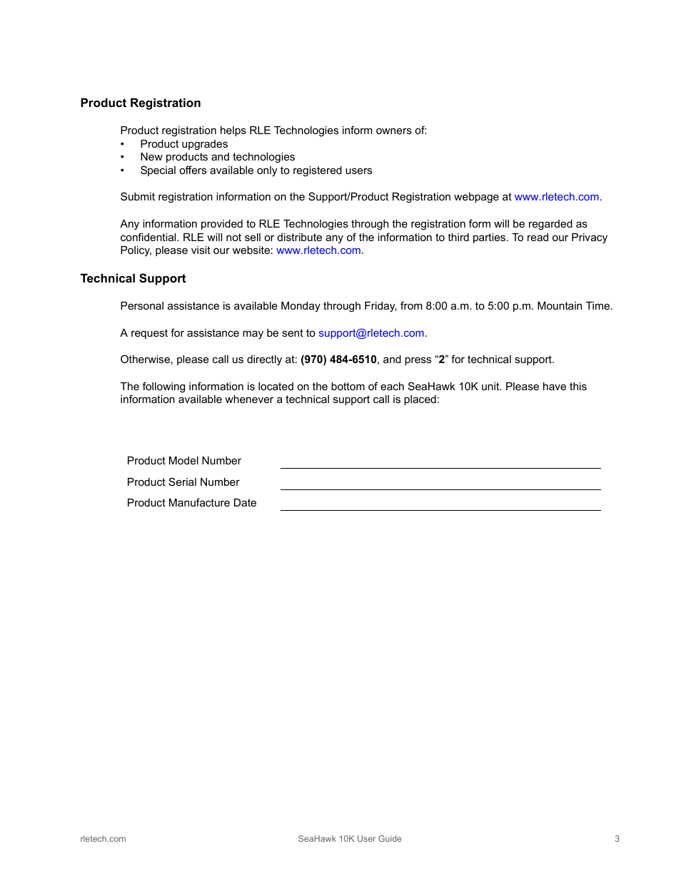 RLE 10K V.2.5.a User Manual | Page 3 / 44