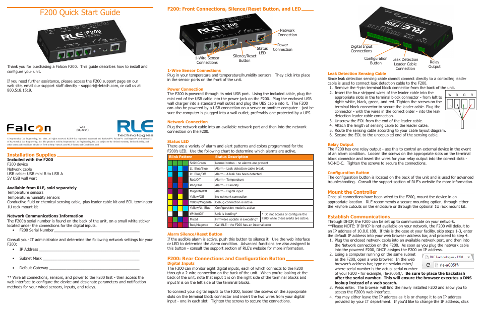 RLE F200 User Manual | 2 pages