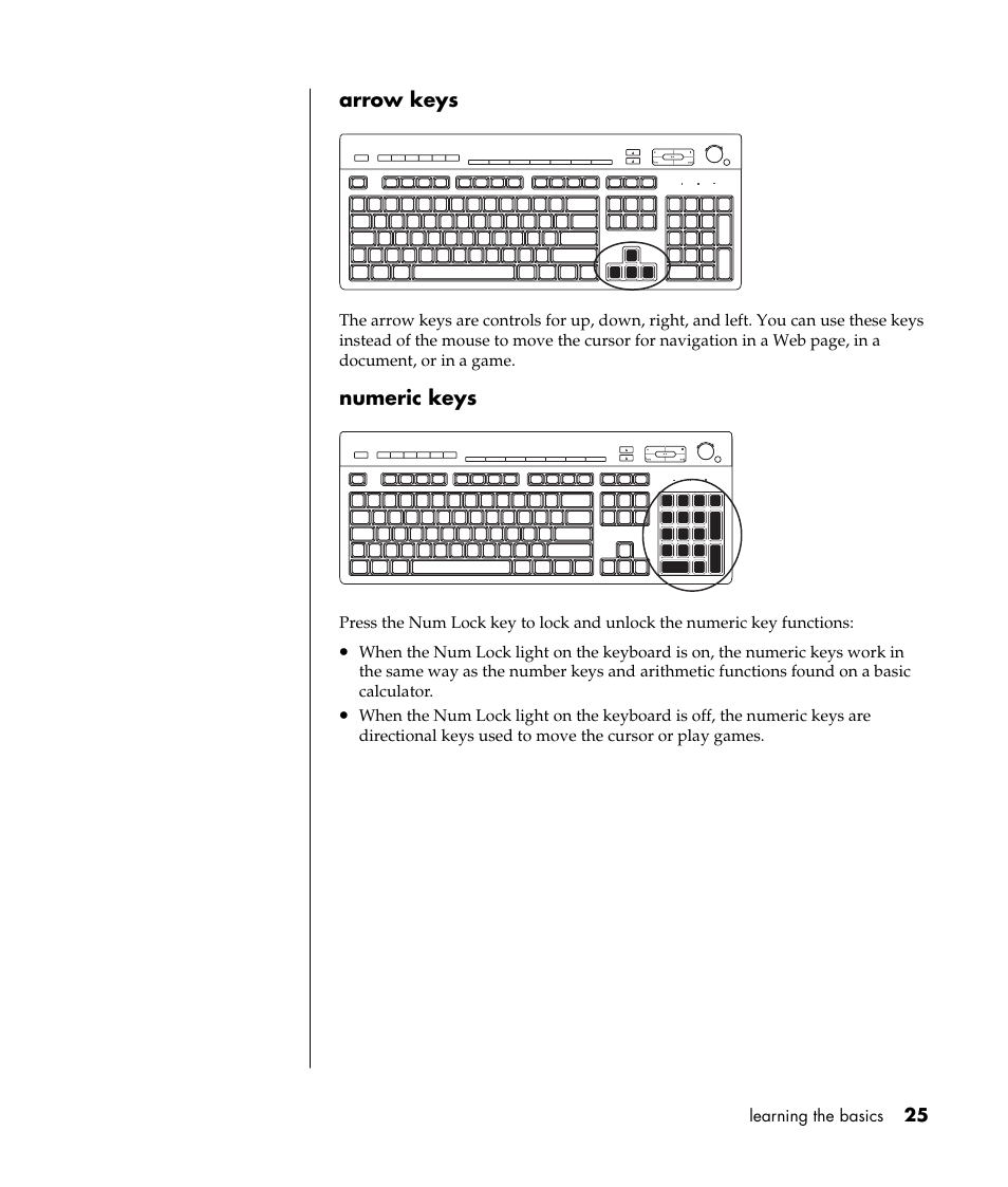 Arrow keys, Numeric keys | Compaq S0000 Series User Manual | Page 32 / 123