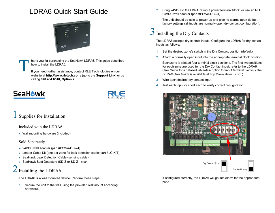 RLE LDRA6 Quick Start User Manual | 2 pages