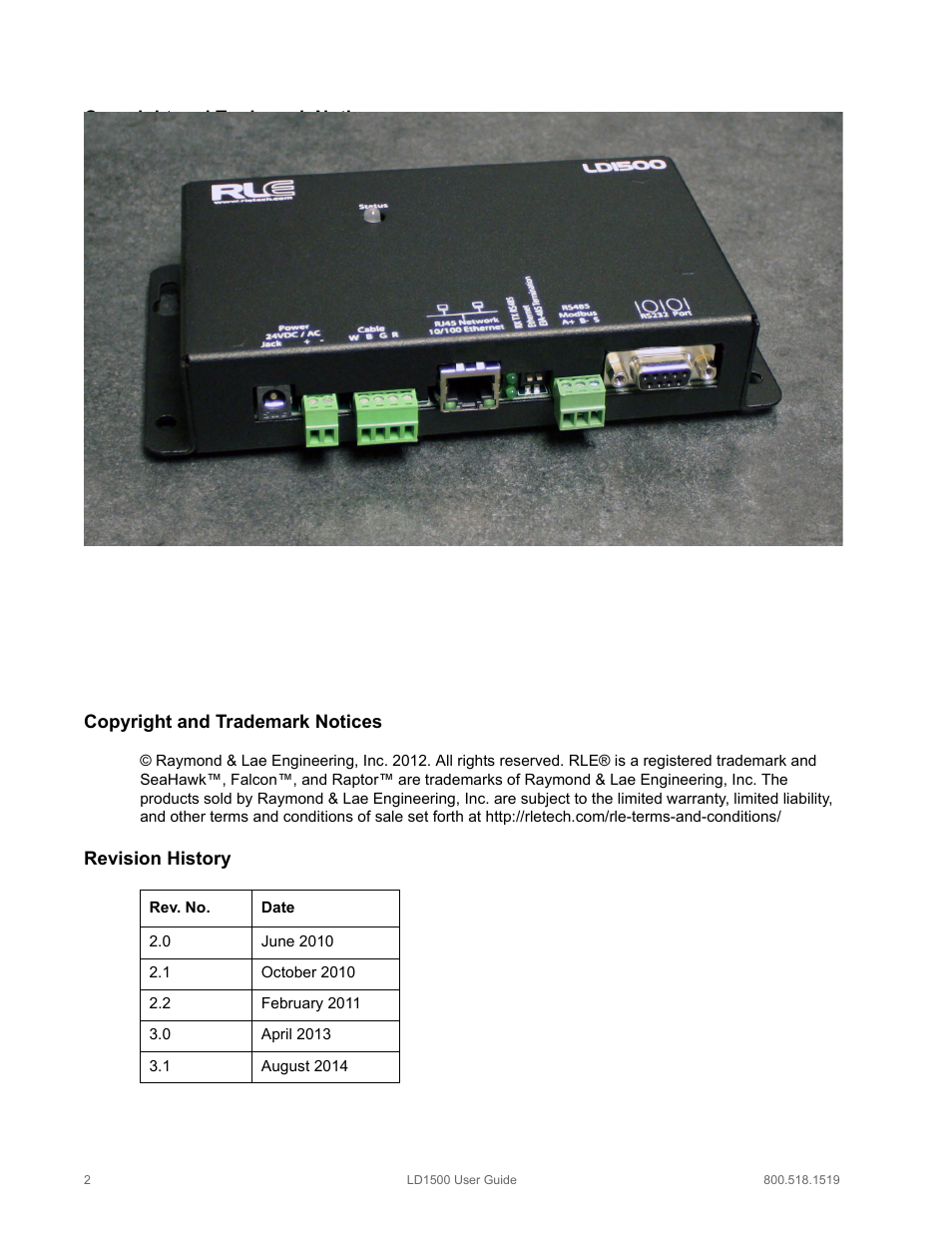 RLE LD1500 V.3.1 User Manual | Page 2 / 52